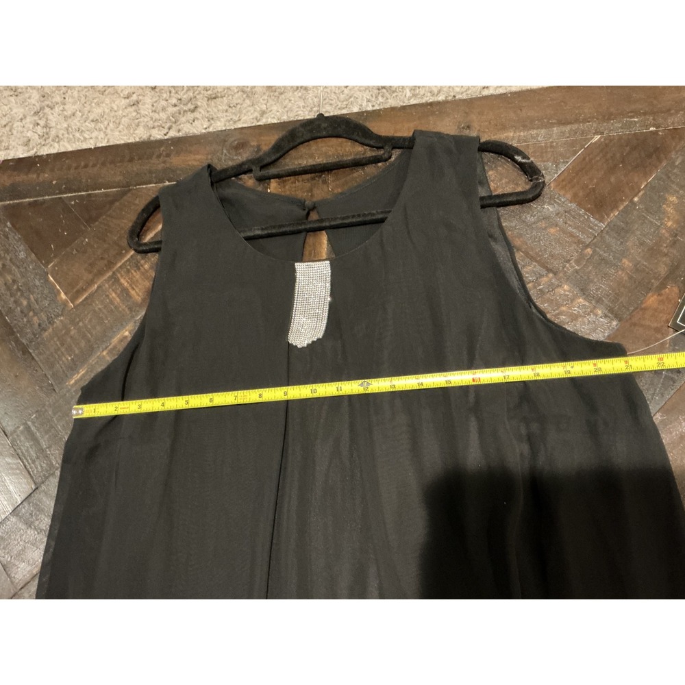 MSK Women Black Rhinestone Fringe Sleeveless Shift Dress Plus Size 20W NWT - Picture 8 of 10